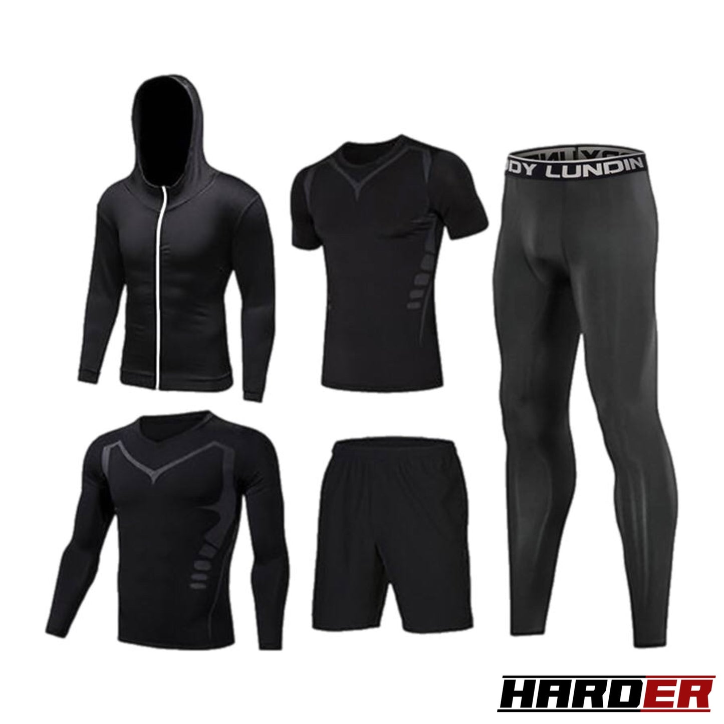 Harder™ BLACK 5PCS Sportswear Set